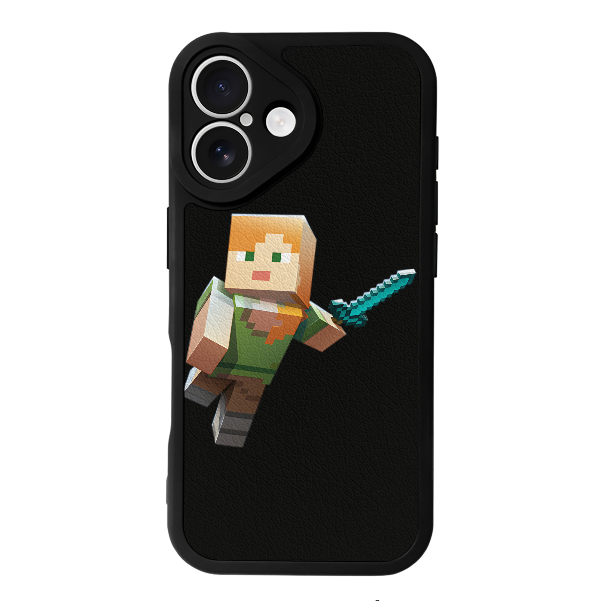（画像用） マインクラフト ブロックの世界 Minecraft MC Block world 【iPhone 16シリーズ対応】シリコンスマホケース（レザー調） 材質：シリコン